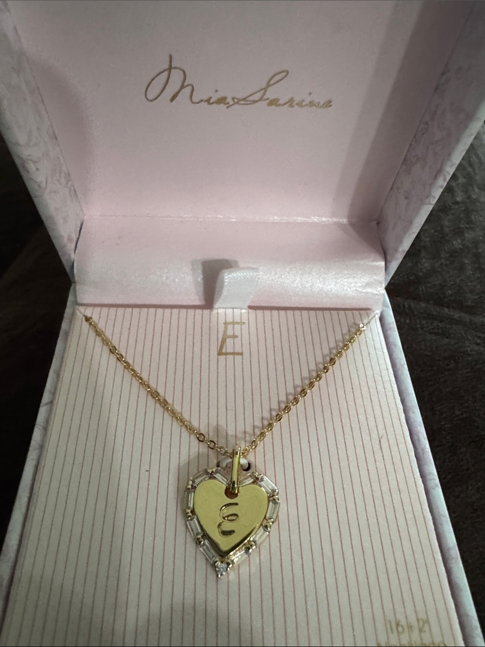 Gold Heart Initial Pendant Necklace by - E